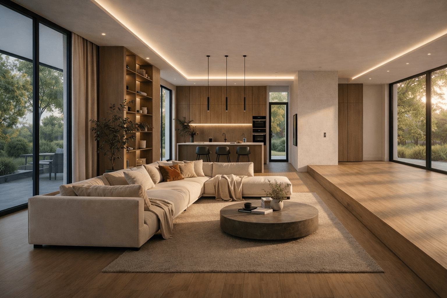 Rénovation complète d’un espace de vie avec cuisine